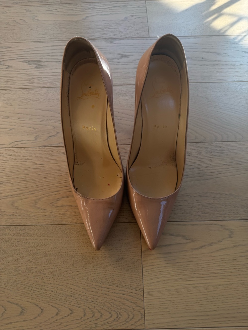 Christian Louboutin Kate Blush Patent Pointed-Toe Pumps